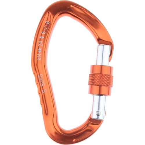 24KN Aluminum-magnesium Alloy Rock Carabiner Screw Locking Outdoor Climbing D-Shape Lock