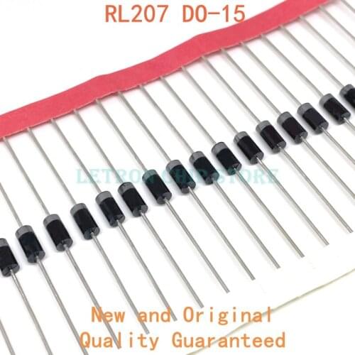 50PCS RL207 DO-15 DO-204 2A 1000V Rectifier Diode