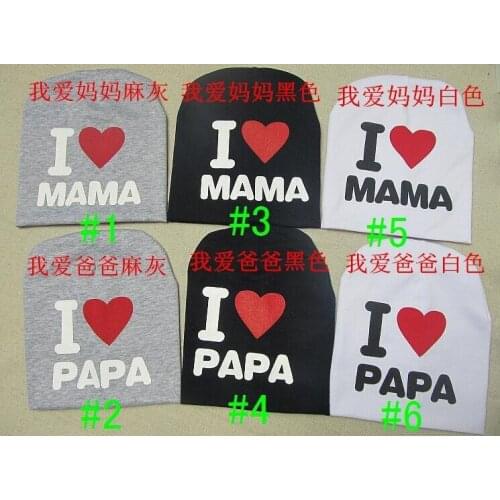 6 PCS I LOVE PAPA, I LOVE MAMA, baby cap infant cap cotton infant Hats skull Caps Toddler Boys Girls gift