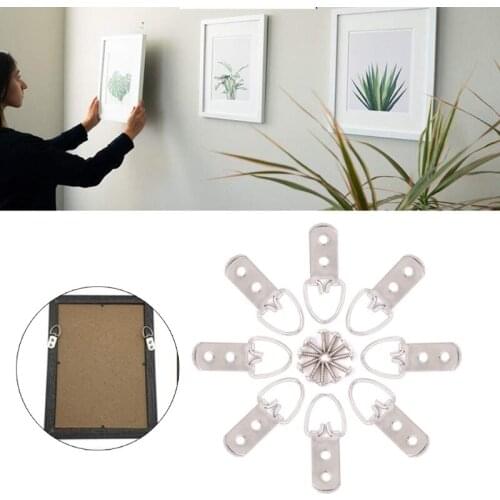 60Pcs Heavy Duty Large Wide D Ring Picture Hangers with 120Pcs Screws Clear Box Photo Frame Double Hole Hanging Hardware Nail