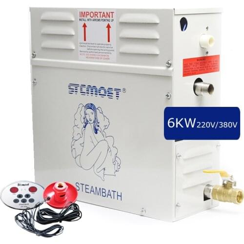 6KW 220V/380V Sauna Machine Steam Bath Generator Weight Loss Spa Relaxes Tired Steam Bathroom Computer Control Panel Wet Steam