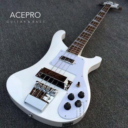 White Color Electric Bass guitar Chrome Hardware 22 Frets, 4 string Electric Bass, White Pickguard