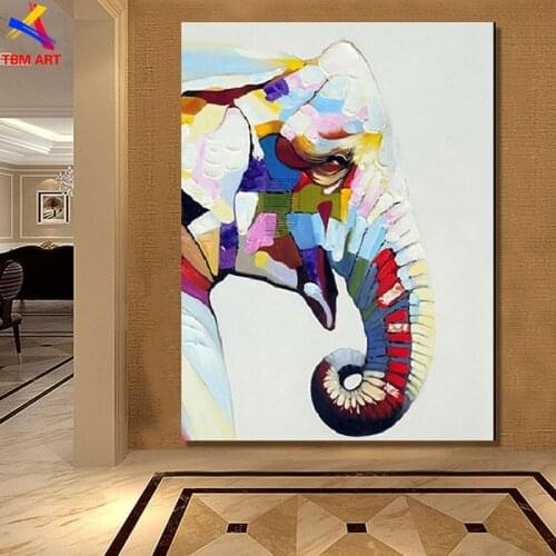 Large Elephant Picture Hand painted Modern Abstract Oil Painting on Canvas for Living Room Wall Art Home Decoration Gift SL066