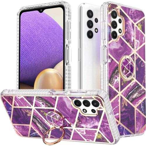 Galaxy A32 5G Cases,Marble Shock-Absorbing TPU+PC Clear Bumper hard Case built-in kickstand For Samsung Galaxy A32 5G Cover