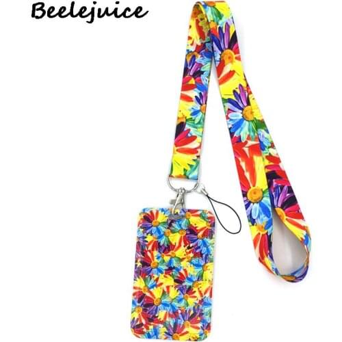 Colorful Sunflower Rainbow Flowers Credit Card ID Holder Bag Student Travel Bank Bus Business Card Cover Badge Accessories Gifts