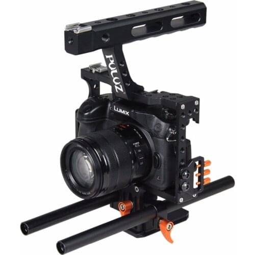 PULUZ Handle Video Camera Cage Steadicam Stabilizer for Sony A7 & A7S & A7R & A7R II & A7S II for Panasonic Lumix DMC-GH4