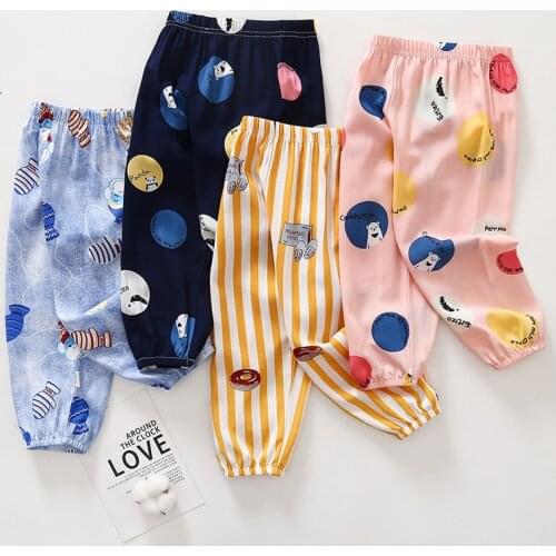 Childrens Anti-Mosquito Pants Summer Cotton Thin Boys and Girls Sports Pants Baby Cute Capris Kids Lantern Pants Pajamas