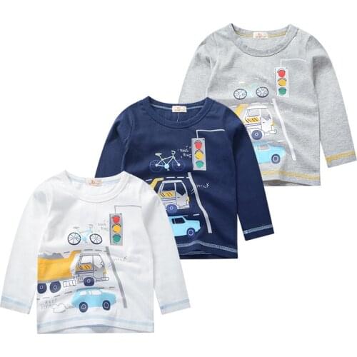 Be-Top Boys Childrens T-shirts Autumn Cool Car Race Pattern kids Shirts Casual Crew Neck for Long Sleeve Top Baby Clothes