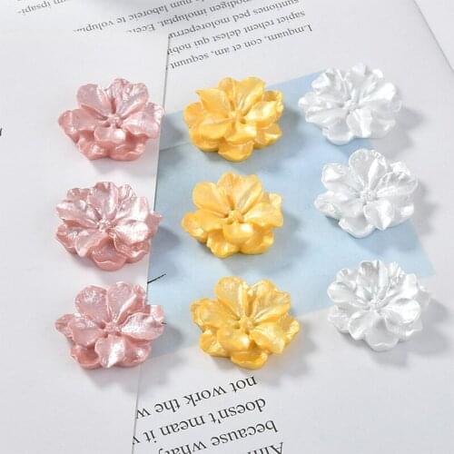 Diy jewelry making 40pcs/lot color printing cartoon flowers shape flatback resin beads fit earring/garment accessory