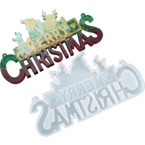 DIY Crystal Epoxy Christmas Door Listing Silicone Mold Cake Decoration Tool Santa Letter Desktop Decoration Decoration 15*27cm