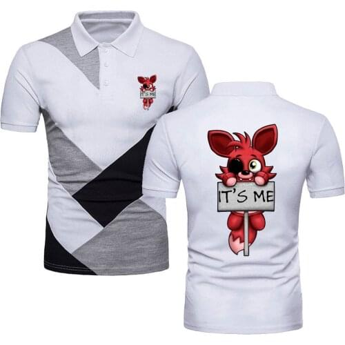 Polo Shirts Mens TShirts Its Me Kawaii FNAF Plush Foxy Tees Military Style Short Sleeve Jersey Golftennis Contrast Color Polo