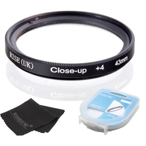HOT SALE RISE(UK) 43mm Close-Up +4 Macro Lens Filter for Nikon Canon SLR DSLR Camera + filter case + gift