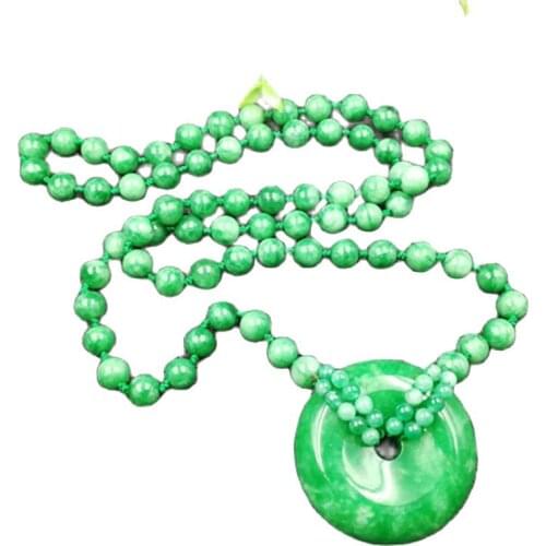 Chinas natural dry blue jade jade buckles safety Pendant Beads LONG NECKLACE sweater chain