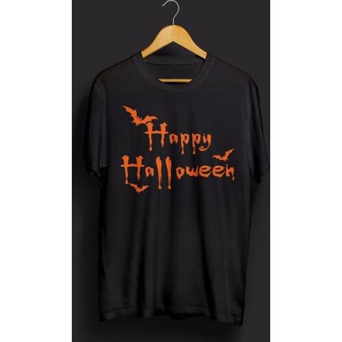 Classic Happy Halloween T Shirt Top Trick Or Treat Scary Night Bats Pumpkins Cotton Short Sleeve Tshirt Men Tops Camiseta Hombre