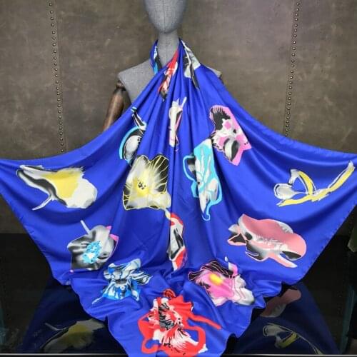 KOI LEAPING Fashion Ms. Scarf 100% Twill Scarf Petunia Pattern Print 130*130 Square Handkerchief Decoration Headdress Gift