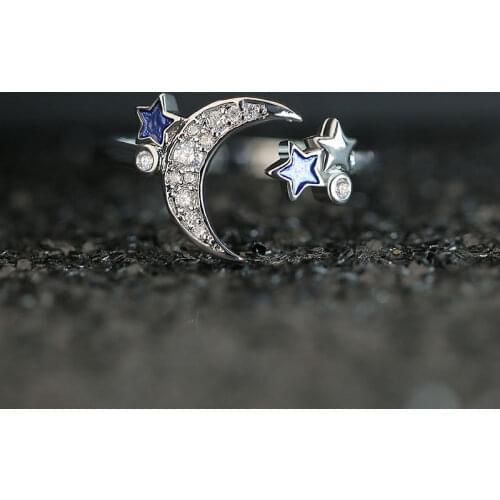 CAOSHI Star Moon Shaped Finger Rings Romantic Valentines Day Gift for Couples Lovely Womans Jewelry Accessories Hot Selling