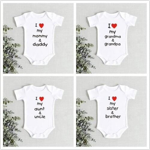 I Love My Grandma/Grandpa/Mommy/Daddy Newborn Baby Romper Funny Infant Boys Girls Onesie Soft Short Sleeve Cotton Jumpsuit