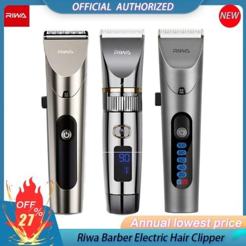2021 New RIWA Hair Clipper Professional Hair Trimmers With LED Screen Washable Rechargeable Men Barber Steel Cutter Head Razor