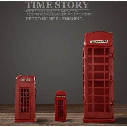 American village retro iron art Telephone booth model home furnishing decoration creative deco ornament props of bar and cafe