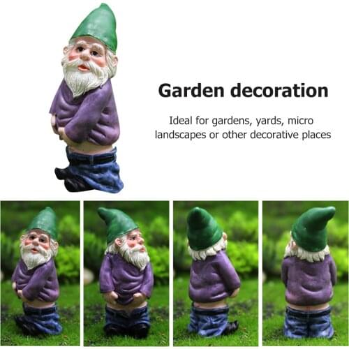 Mini Dwarf Gnome Statue Garden Ornaments Resin Fairy Micro Landscape Elf