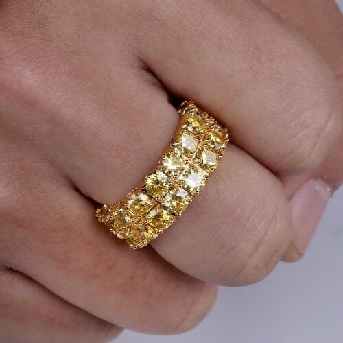 Hip hop double row micro pave gold zircon ring ice out mens cubic zirconia hip hop BlingBlingCZRing