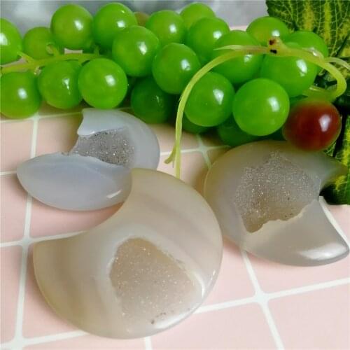 Natural Gemstone Agate Geode Crystal geode Moon Mineral Specimen Crystal Figurine Craft Home Decor Palm Stone Presents Gifts