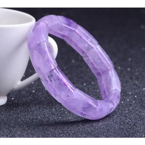 Newly Natural Lavender Amethyst Quartz Crystal Clear Rectangle Beads Bracelet 16x12mm Women Men Fashion Healing Bangle AAAAA