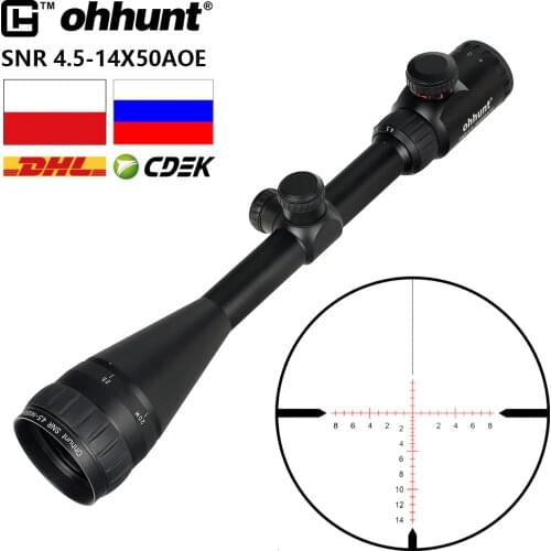 Hunting Riflescope ohhunt SNR 4.5-14x50 AOE Red Special Cross Reticle Sniper Optic Scope Sight FOR Rifle with One Piece Rail