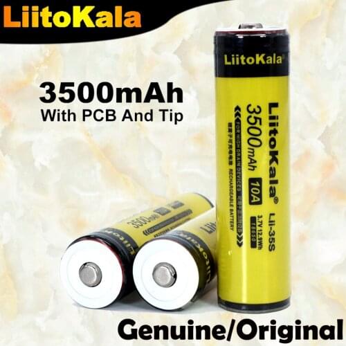 Genuine 1-10PCS LiitoKala Lii-35S 18650 battery 3.7V lithium ion 3500mAh lithium battery suitable for flashlight PCB protection