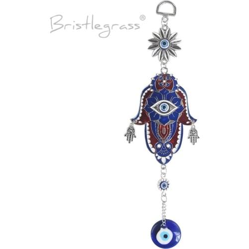 BRISTLEGRASS Turkish Blue Evil Eye Hand Wall Hanging Pendant Pendulum Lotus Flower Amulest Lucky Charm Blessing Protection Decor