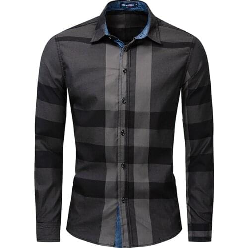 Fredd Marshall Men Long Sleeve Casual Slim Fit Shirts Summer Fashion Plaid Shirt 100% Cotton Mens Shirt Chemise Homme MCL237