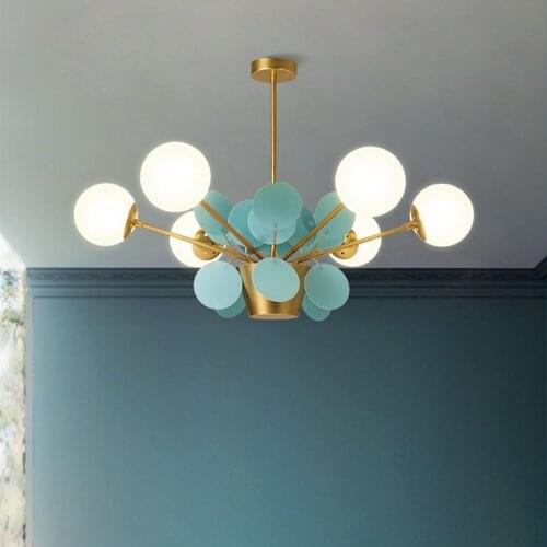 Nordic art chandelier Romantic Flower Design lustre metal Warmth Glass light Dinging Room Bedroom Coffee Decor kids chandelier