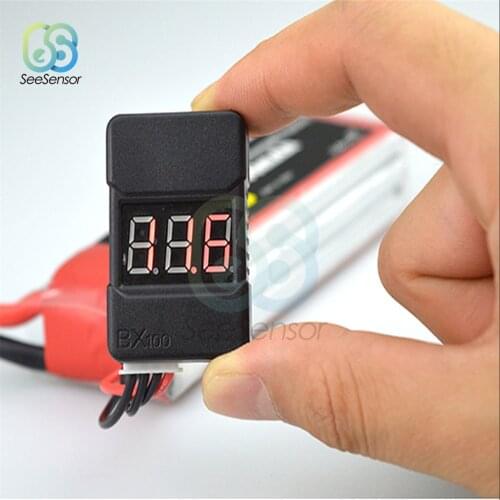 BX100 1-8S Lipo Battery Voltage Tester Low Voltage Buzzer Alarm Battery Voltage Checker with Dual Speakers LED Display