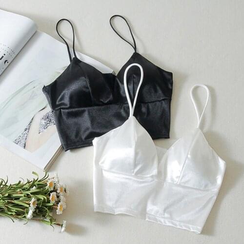 New Summer Womens Sexy Tops Deep V Sling Wrap Chest Pads Smooth Soft 8-breasted Bra Safety Underwear Crop Top Club Tank Top