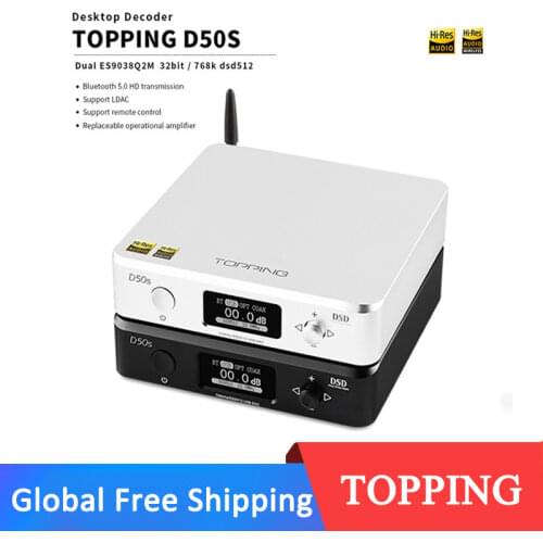TOPPING D50s ES9038Q2M*2 DAC Bluetooth 5.0 LDAC D50 DSD512 32Bit/768kHz Hi-Res Audio HIFI Decoder For A50S Headphone Amplifier