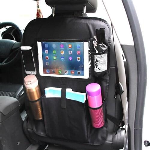 Universal Car Back Seat Storage Bag Organize Tablet Holder Multiple Storage Pockets Kick Mats Car Seat Back Protectors