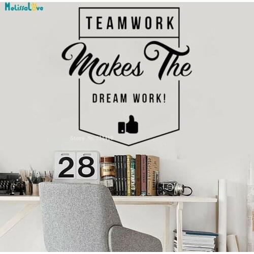Teamwork Makes The Dream Work Vinyl Wall Decal Office Word Art Style Self-adhesive Stickers New Murals YT4164