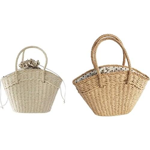 N7MF Womens Straw Handbags Large Summer Beach Tote Woven Handle Purse Shoulder Bag Vocation Handbag