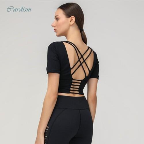 Cardism Womens Top T Shirt Sport Bra For Fitness Crop Top Gym Sports Bras For Women Underwear Female Cross Back Bralette