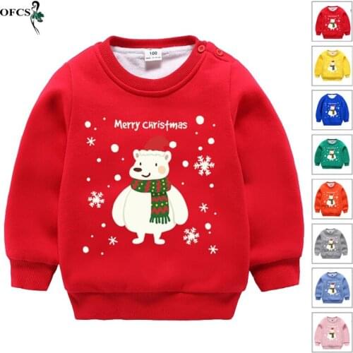 Winter Baby Sweatshirt Clothes 2-12 Y Basic Plush Thick Full Christmas Sweaters Kids Boys Girls Cute Cartoon Warm Casual Outwear