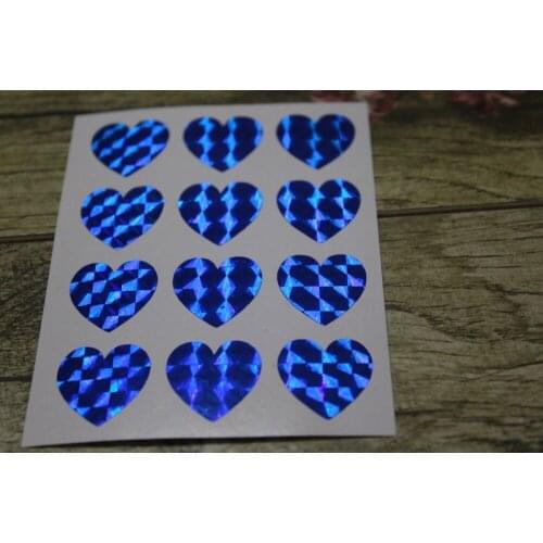 1.9cm Hologram Blue Heart Stickers, holographic stickers , heart vinyl Decals