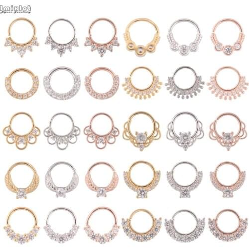 1PC Surgical Pierced Septo Nose Rings Daith Gem Cartilage Tragus Piercing Ear Septum Helix Clicker Rings Nose Piercing Jewelry