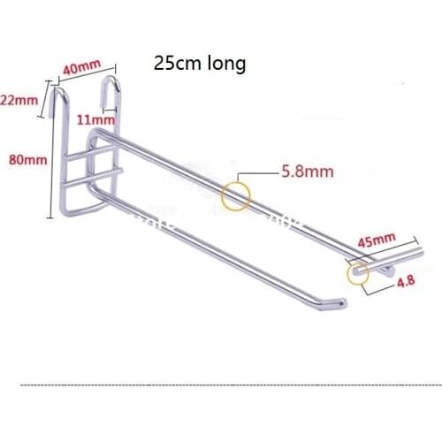 100 pcs/pack ) 25cm Length 6mm Diameter Merchandise retail security display, security hook for slat wall high security