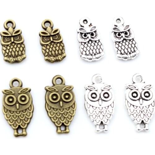 15x8mm 30pcs Antique Silver Plated Owl Handmade Charms Pendant:DIY for bracelet necklace-Q7-42