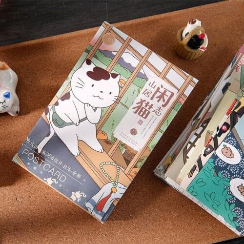 "Japanese Cat" 30pcs Mixed Postcards Set Lot Beautiful Cute School Student Paper Bookmarks Greeting Cards