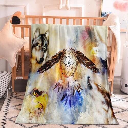 3D Print Sugar Skull Wolf Dreamcatcher For Living Room Bedroom Home Office Decor Custom Modern Fashion Super Soft Warm Blanket