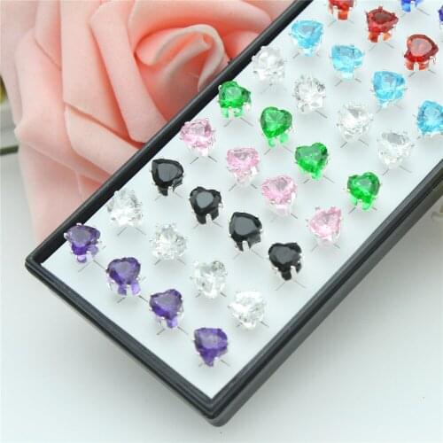 40pcs 925 sterling silver earrings Female money inlay jelly crystal silver earrings Love the crystal women silver earrings