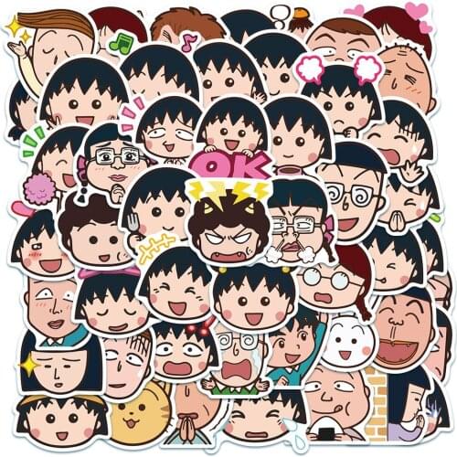 50pcs/pack Chibi Maruko-chan Japanese anime Stickers For Refrigerator Car Helmet DIY Bicycle Guitar Notebook Skate Trunk