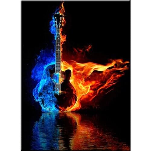 Full Square Diamond 5D DIY Diamond Painting "Blue fire guitar"3D Diamond Embroidery Landscape Cross Stitch Mosaic Home Decor