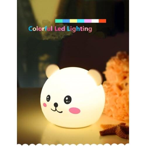 Free Shipping Newstyle USB Rechargeable Multicolor USB Children Cute Panda Design Silicone Soft Touch Sensor LED Night Light Toy